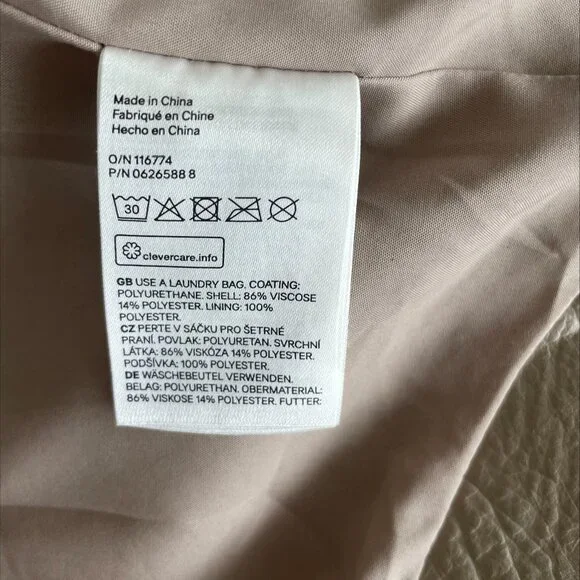 H&M Beige Faux Leather Moto Jacket | US 2 / EUR 34 | NWT - Picture 8 of 8